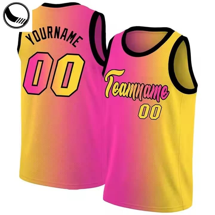 Custom Basketball Jersey – Neon Pink/Yellow Gradient product image 1