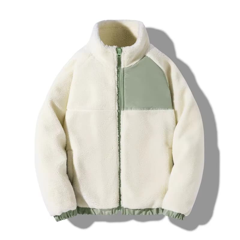 Men's Color-Block Sherpa Fleece Jacket for Streetwear & Winter