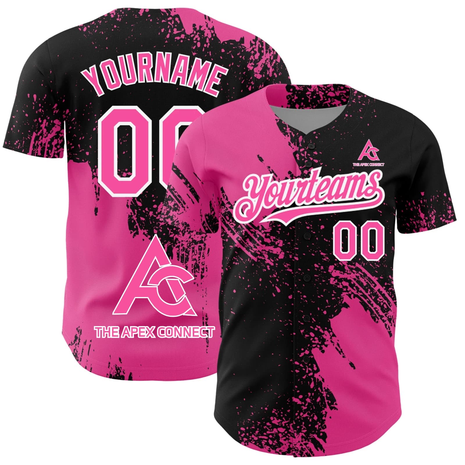 Custom 3D Abstract Brush Stroke Baseball Jersey