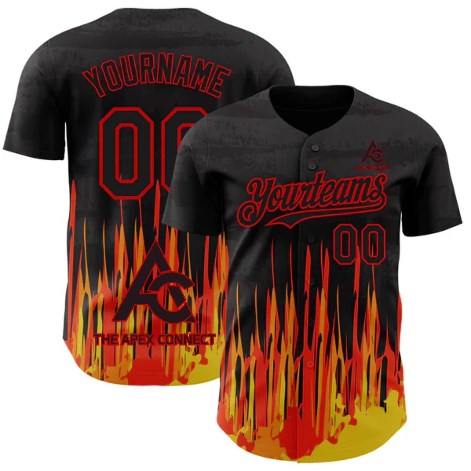 Custom 3D Flame Baseball Jersey Manufacturer | Team Apparel