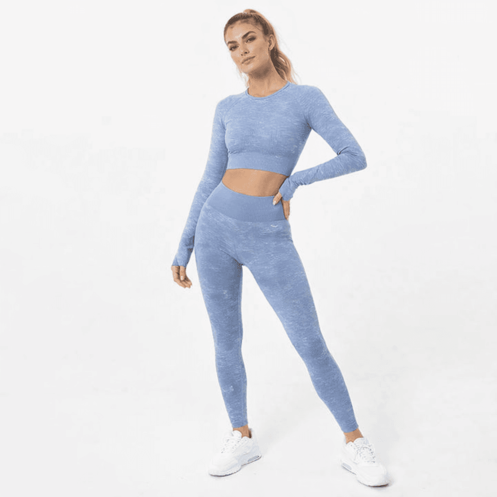 Women’s Seamless Long Sleeve Crop Top – Sweat Wicking Camouflage Activewear Gym Top