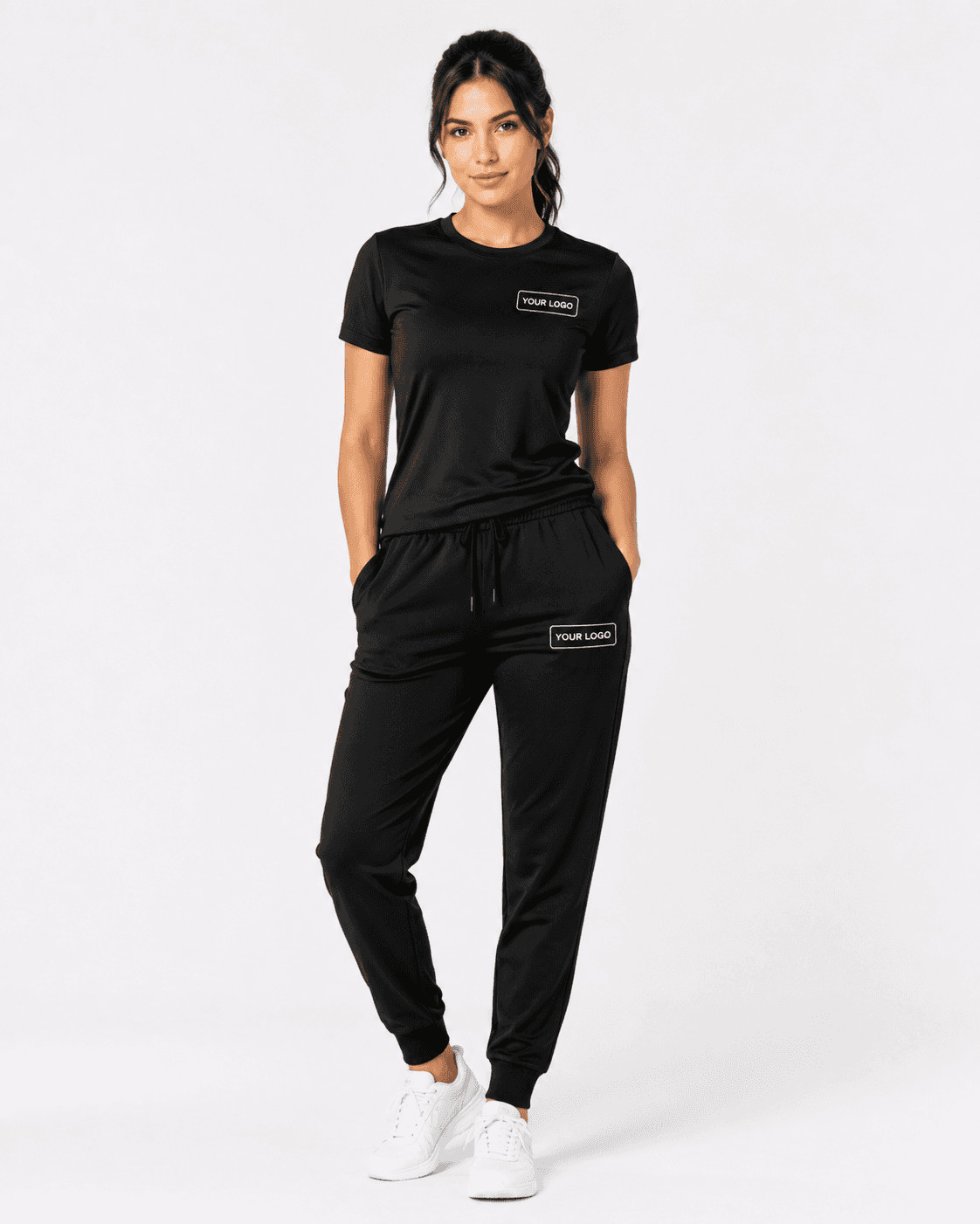 Custom Women's Black T-Shirt and Joggers Set