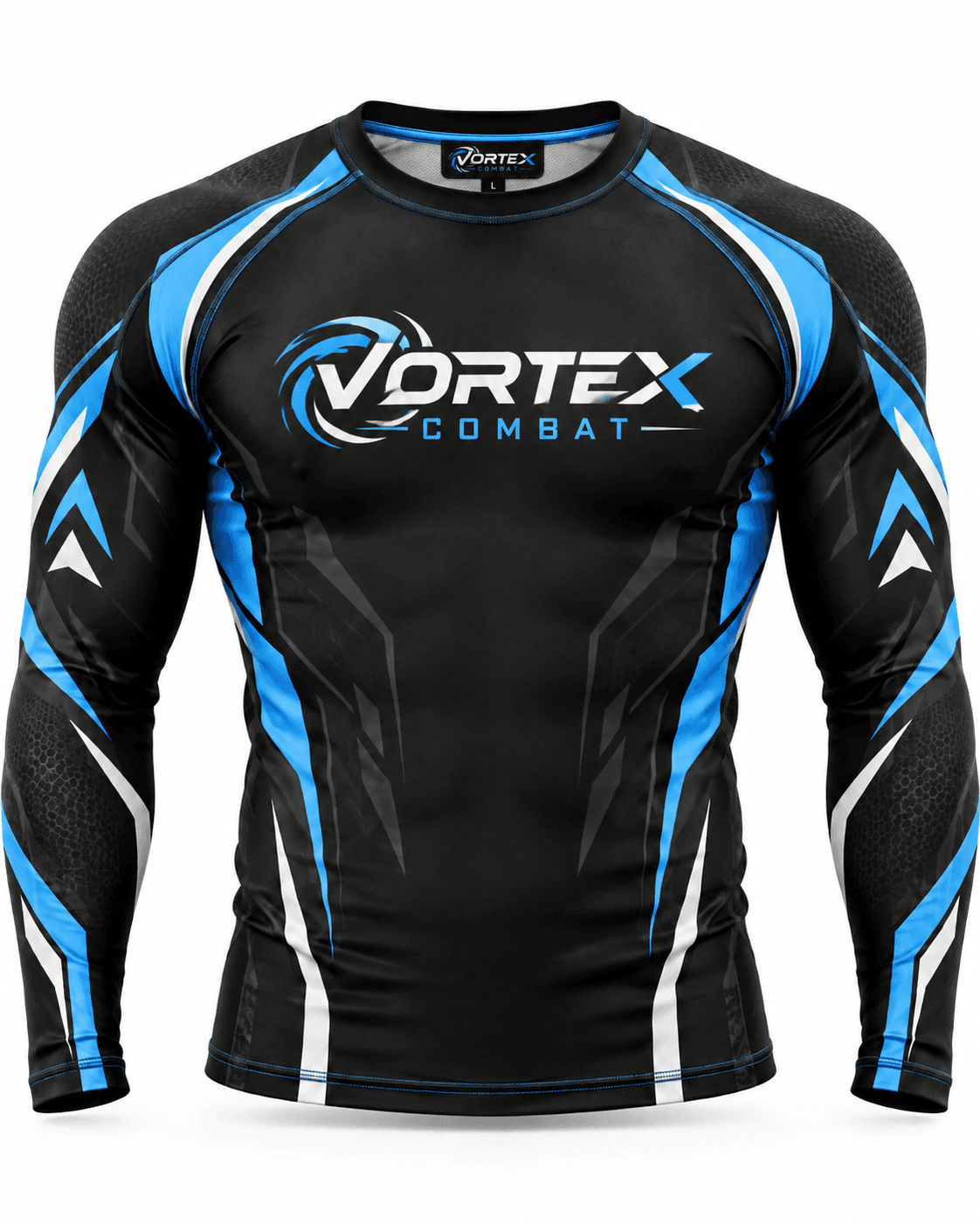 Custom Black & Blue Long Sleeve BJJ Rashguard | OEM/ODM Private Label