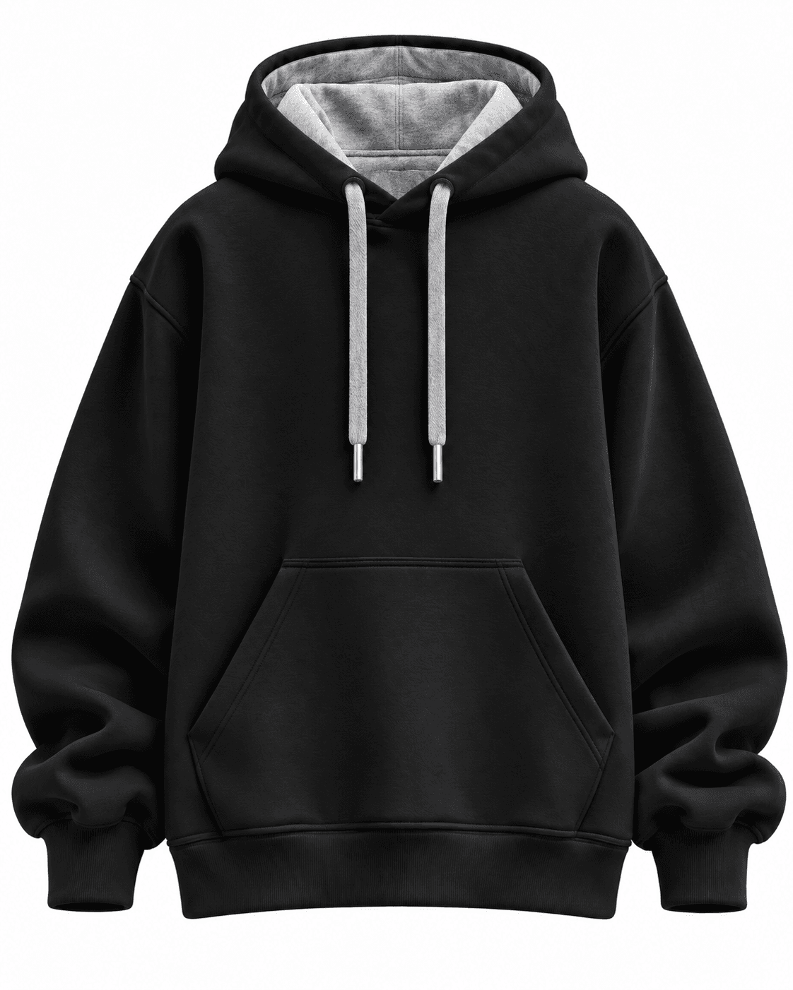 Custom Heavyweight Pullover Hoodie – Black & Grey Contrast Hood