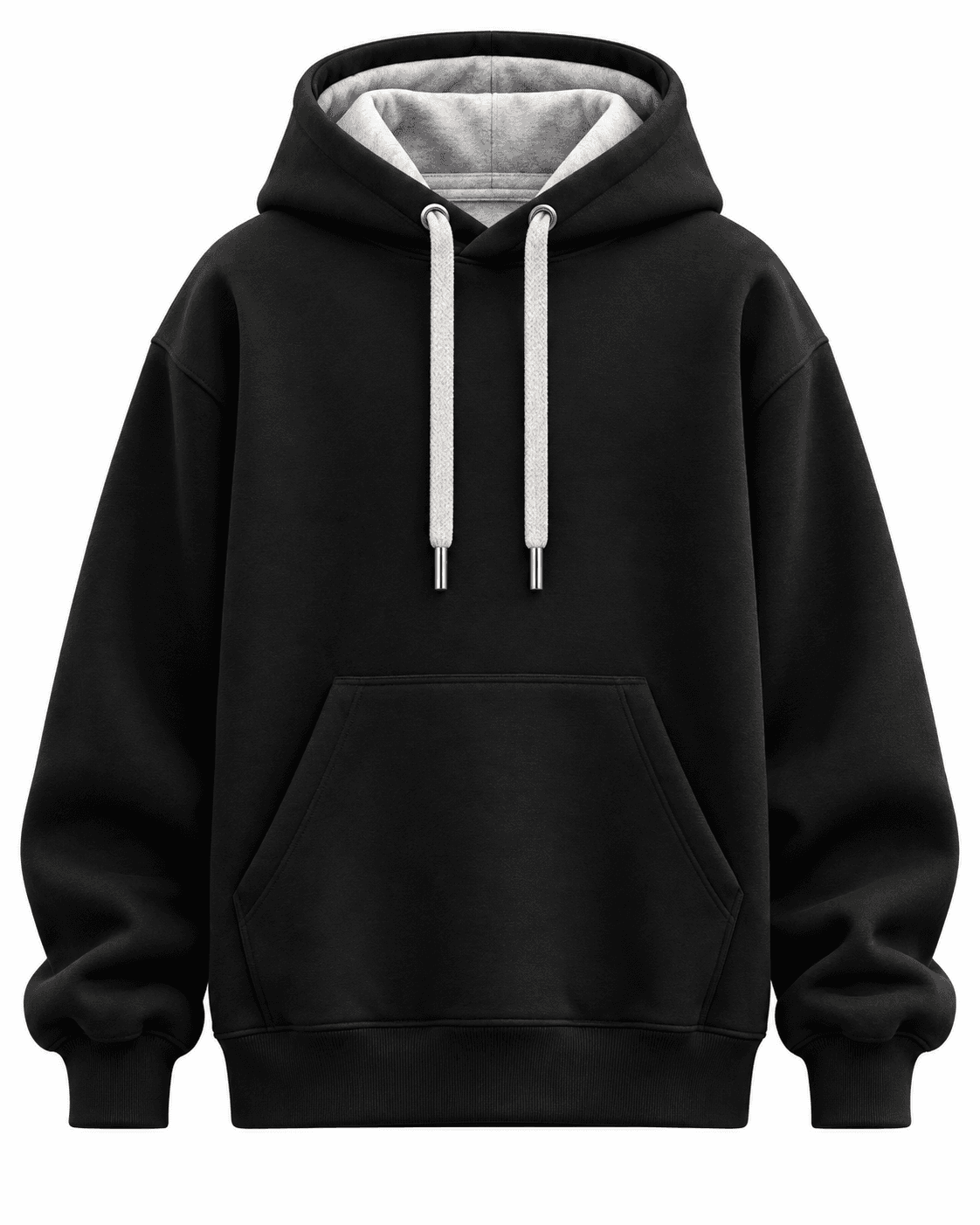 Custom Heavyweight Pullover Hoodie – Black & Grey Contrast Hood