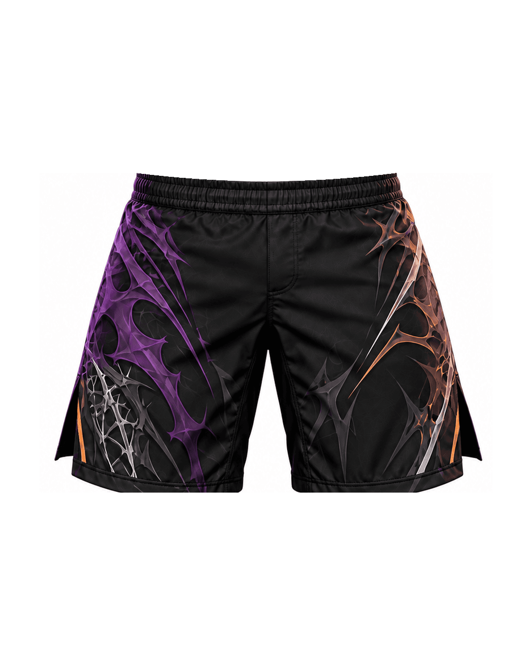 Custom Halloween Web MMA Fight Shorts | Black Purple Bronze No-Gi